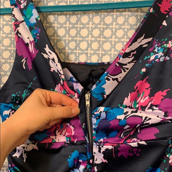 Navy Floral Express Mini Dress Size 8 - Picture 4 of 8